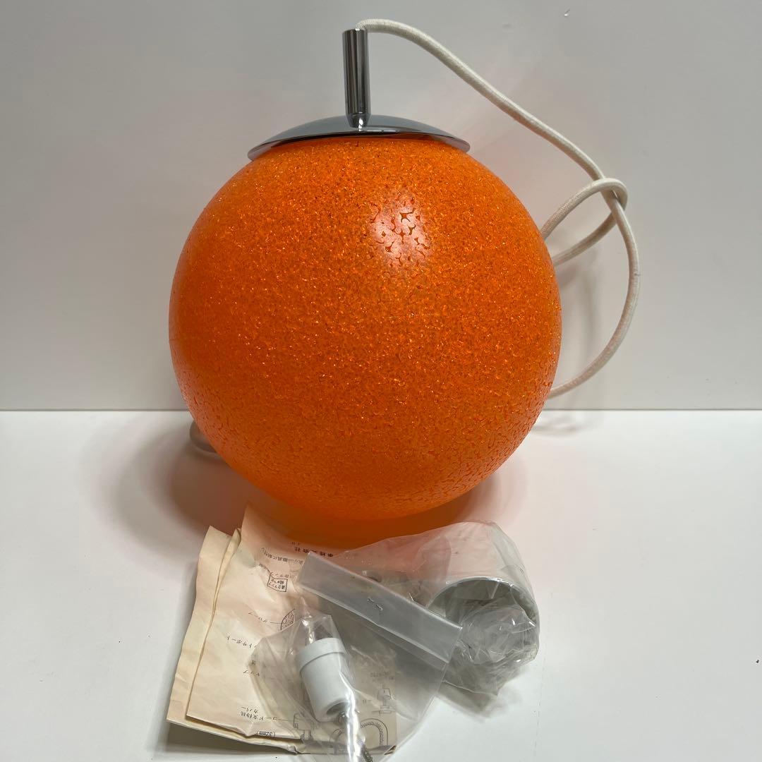 レトロ照明　東芝電球ペンダントライト　オレンジ球体　未使用　昭和　プラスチック