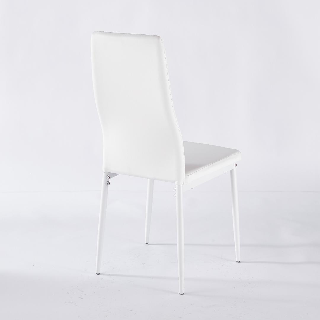 4脚セット ホワイト ダイニングチェア シボリ背もたれ スタイリッシュ 組立簡単