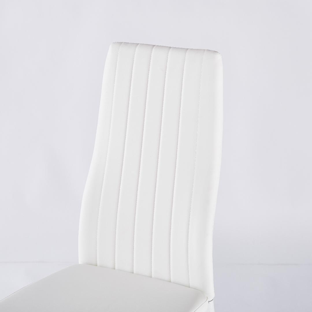 4脚セット ホワイト ダイニングチェア シボリ背もたれ スタイリッシュ 組立簡単