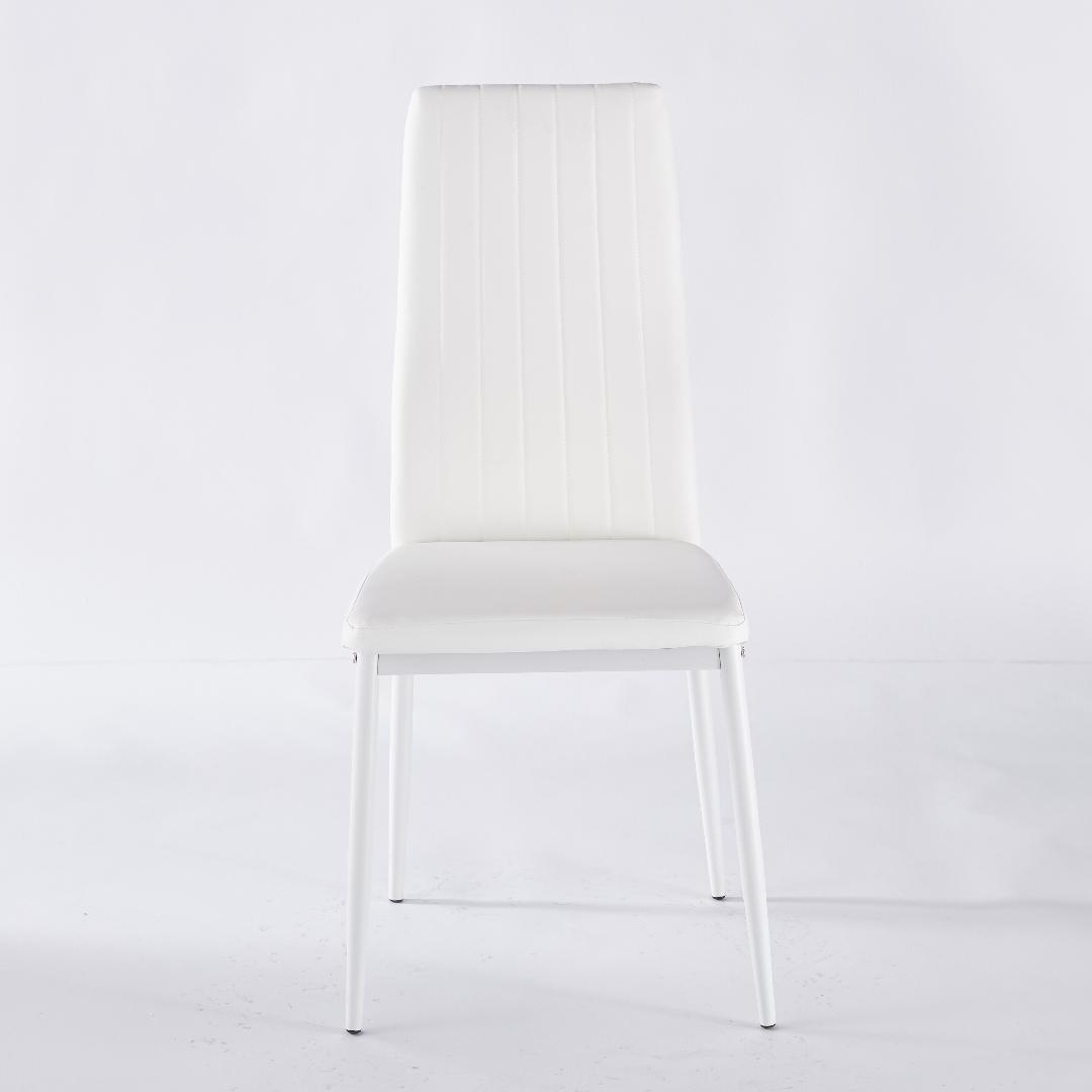 4脚セット ホワイト ダイニングチェア シボリ背もたれ スタイリッシュ 組立簡単