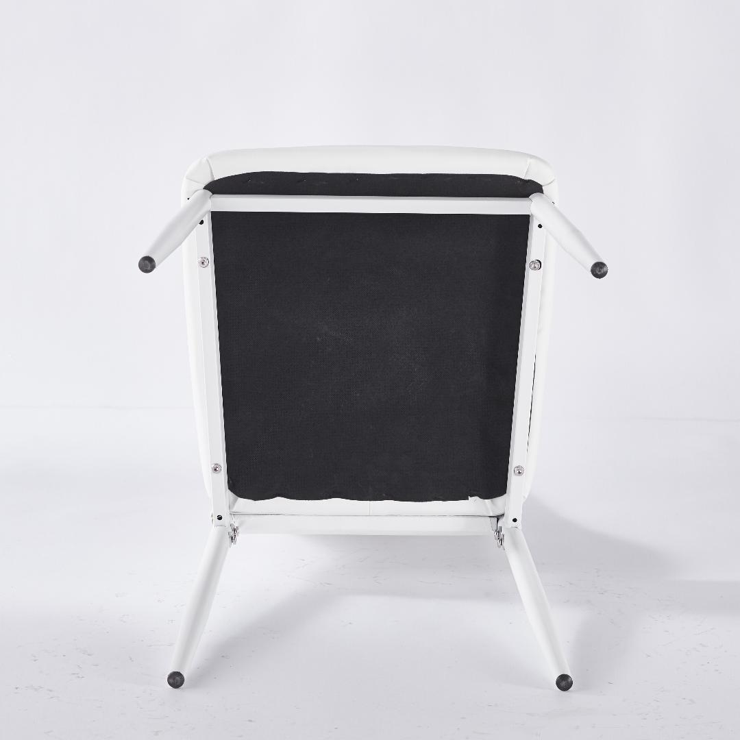 4脚セット ホワイト ダイニングチェア シボリ背もたれ スタイリッシュ 組立簡単