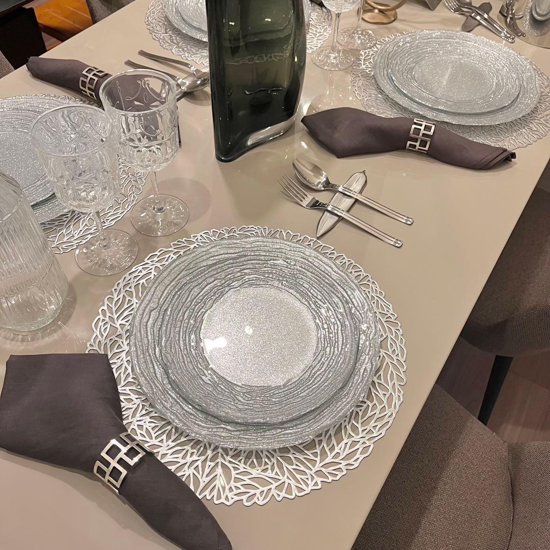 マラケシュ プレート シルバー 21.5・28cm＋ランチョンマット×4セット