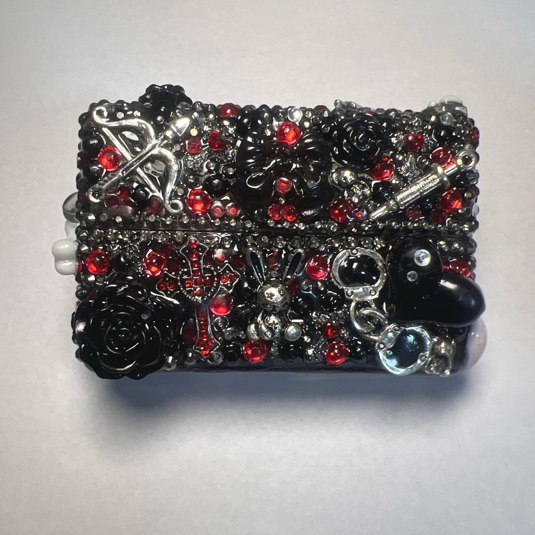 iQOS ヒートスティックケースデコ シガレットケースデコ 地雷系 赤 黒