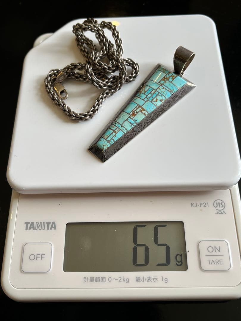 ターコイズ　ナンバー8 スターリングペンダントとチェーン