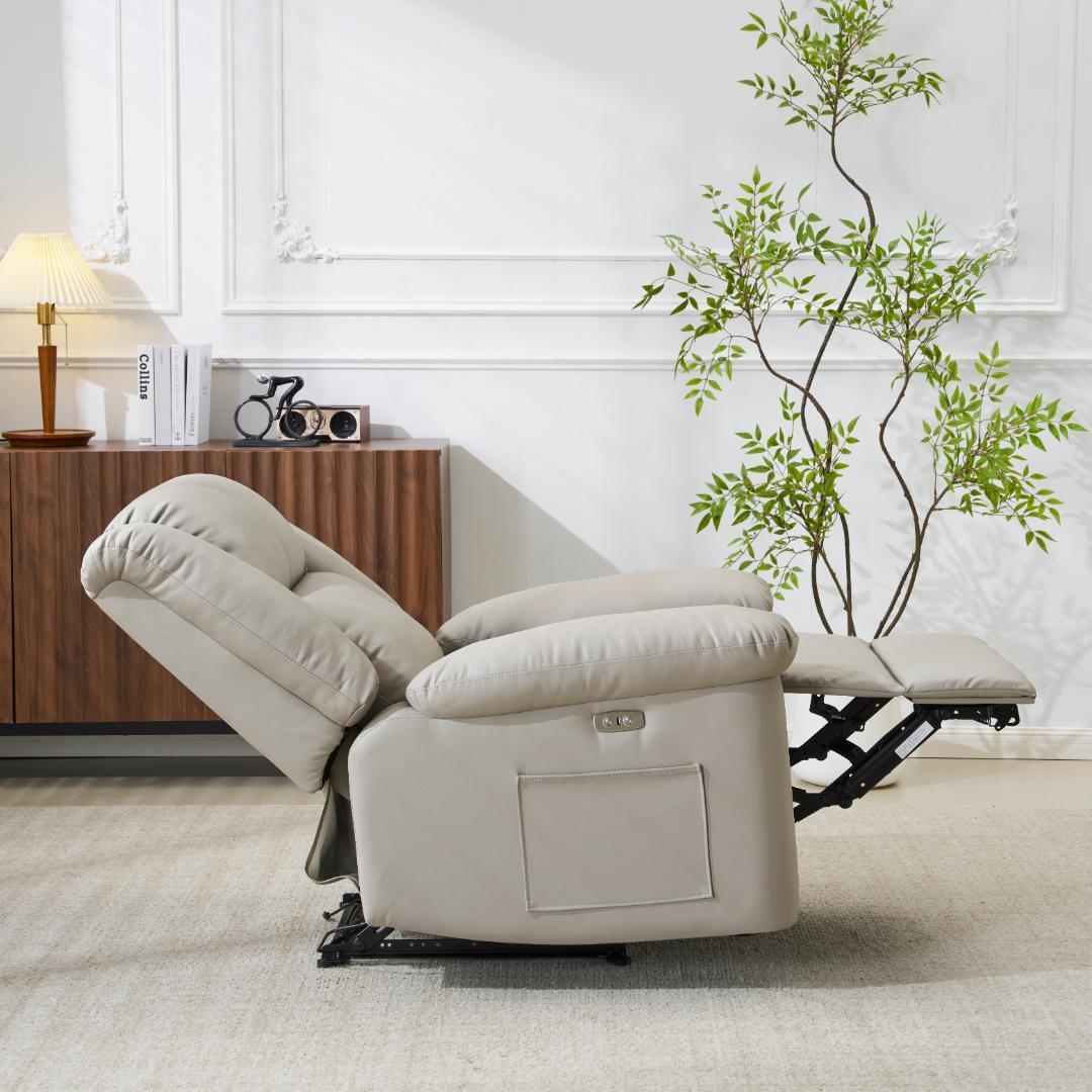 【アッシュグレー】リクライニングチェア テーブル付き リクライニングソファ