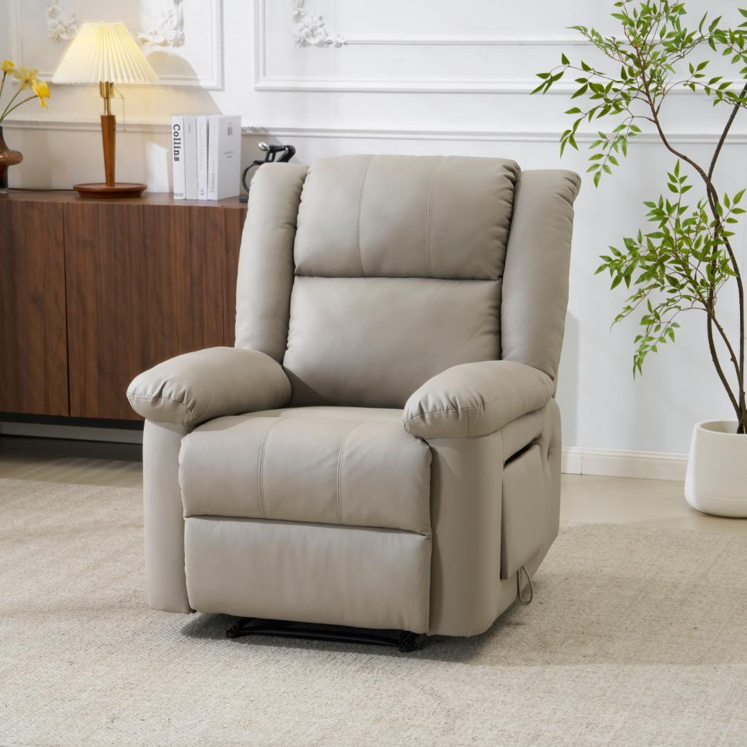 【アッシュグレー】リクライニングチェア テーブル付き リクライニングソファ