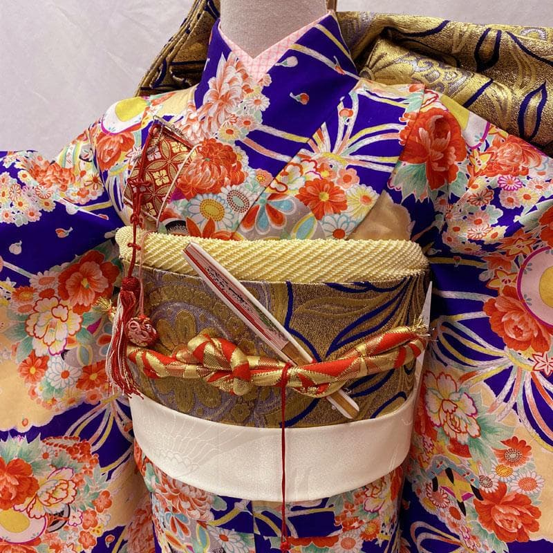 506ag68◎七五三 七歳 女児 単衣 セミアンティーク 着物&丸帯&長襦袢◎