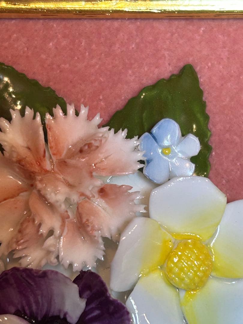 ロイヤルドルトン　  陶花額 　陶花　フラワー額壁掛け