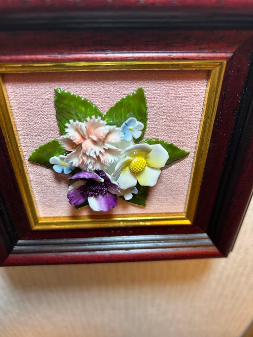 ロイヤルドルトン　  陶花額 　陶花　フラワー額壁掛け