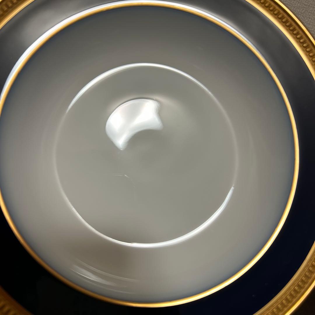 大倉陶園　ロイヤルブルー　瑠璃クラウンエンボス　スーププレート　ディナープレート