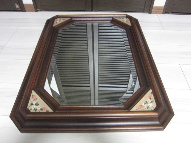 PISTOLOZZI イタリア製 アンティーク調八角形壁掛ミラー 木製フレーム