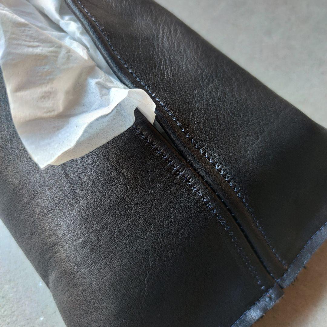 本革レザーティッシュボックスケース ブラック