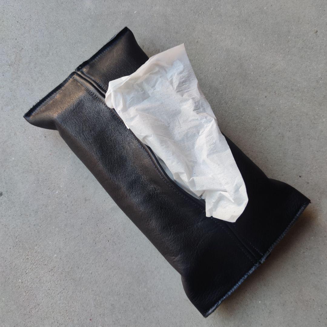 本革レザーティッシュボックスケース ブラック