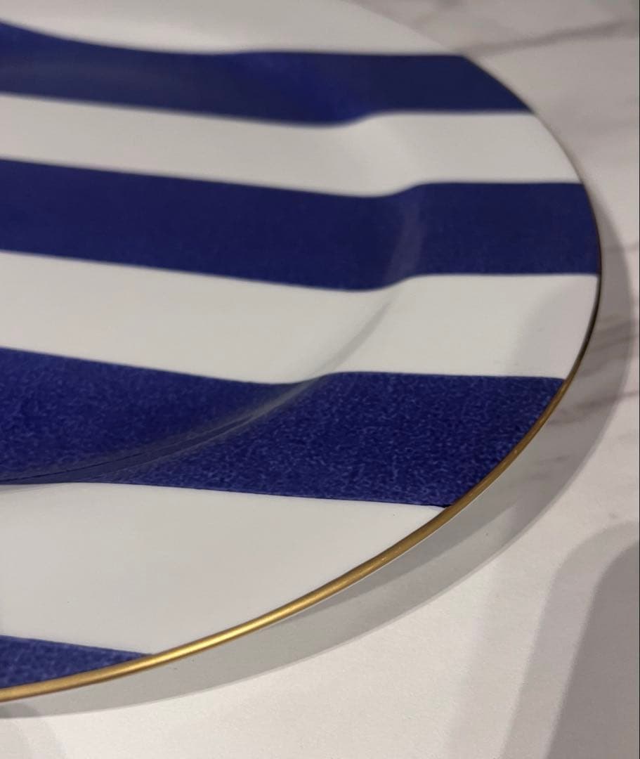 MarieDaage リモージュ　30センチプレート　ストライプ　パープル