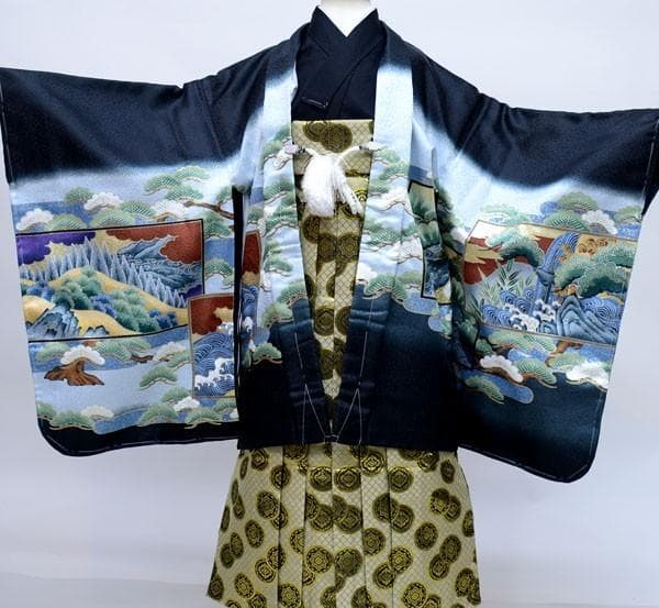 七五三 五歳 男児 羽織袴フルセット 豪華絢爛 紋袴 着物 祝着 袴変更可能