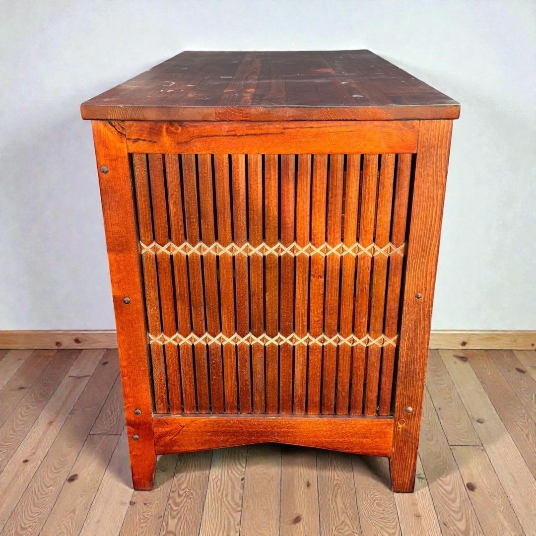 アジアン家具 バンブー ローチェスト 和モダン格子収納 ローボード