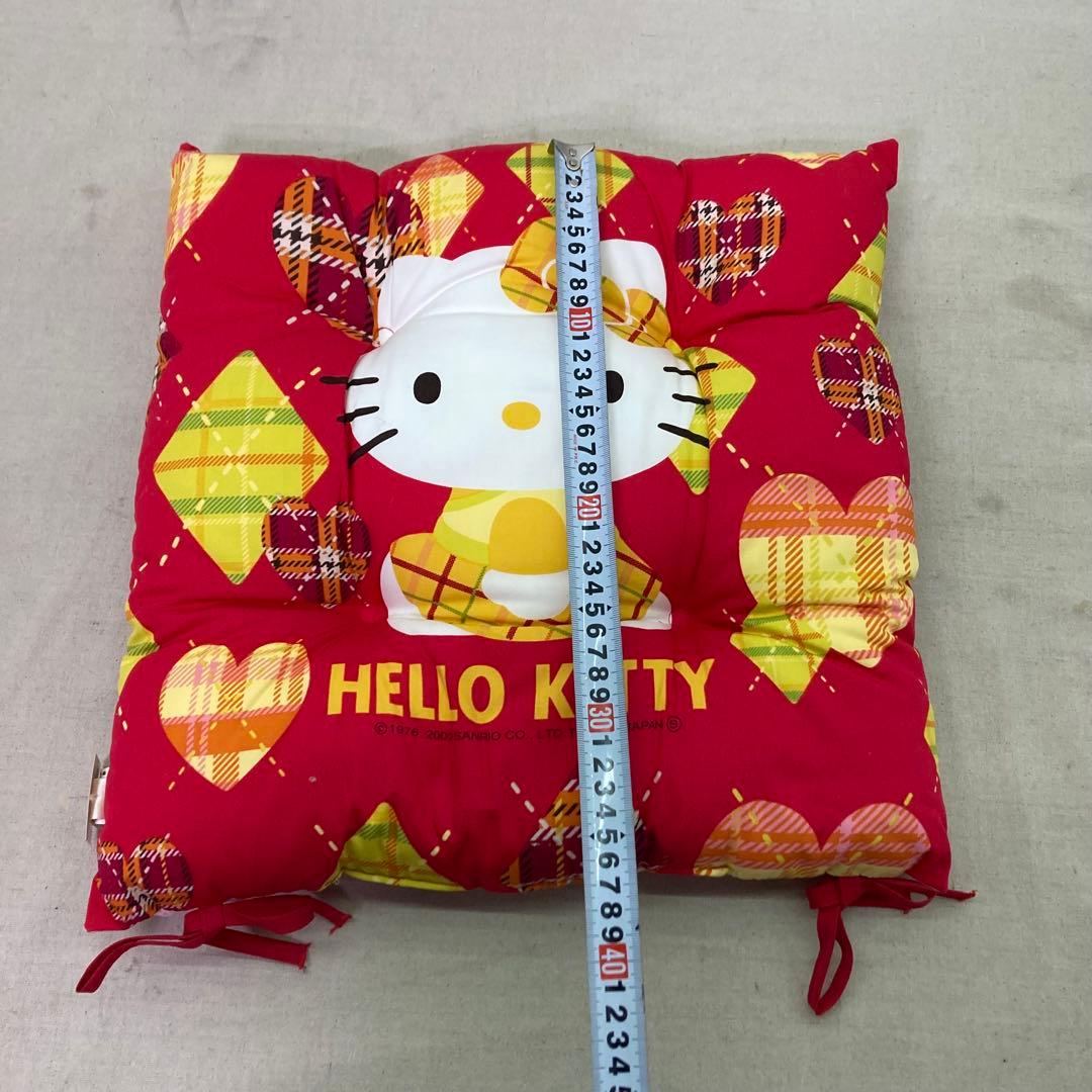 2002年製☆タグ付き】ハローキティ クッション 座布団 チェック