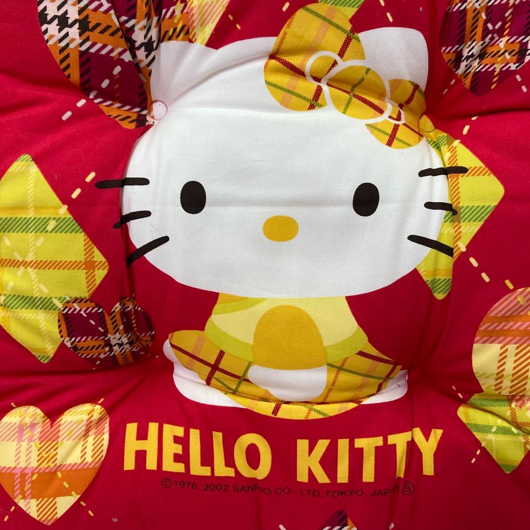 2002年製☆タグ付き】ハローキティ クッション 座布団 チェック