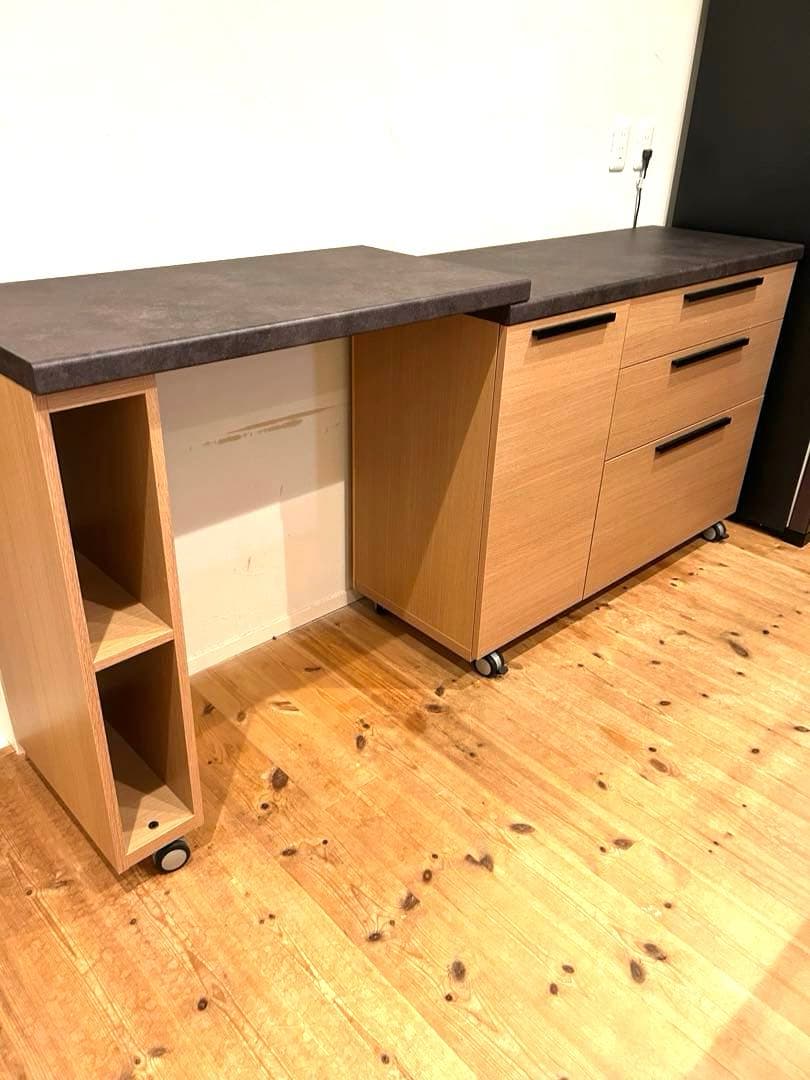 ハト嫁。　美品☆パモウナのエクステンションテーブル付きキッチンカウンター