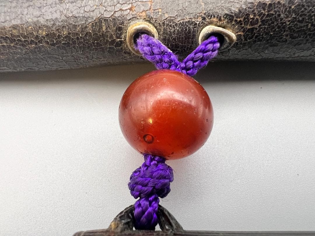 江戸明治時代 斧形前金具 銀象嵌 裏金具在銘 キセル入れ一心