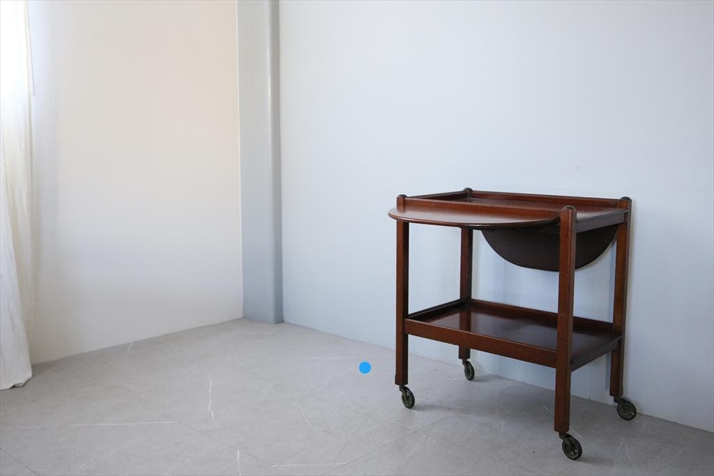 英国アンティーク木製ドロップリーフトロリーテーブル/ワゴン/収納式机(92-44