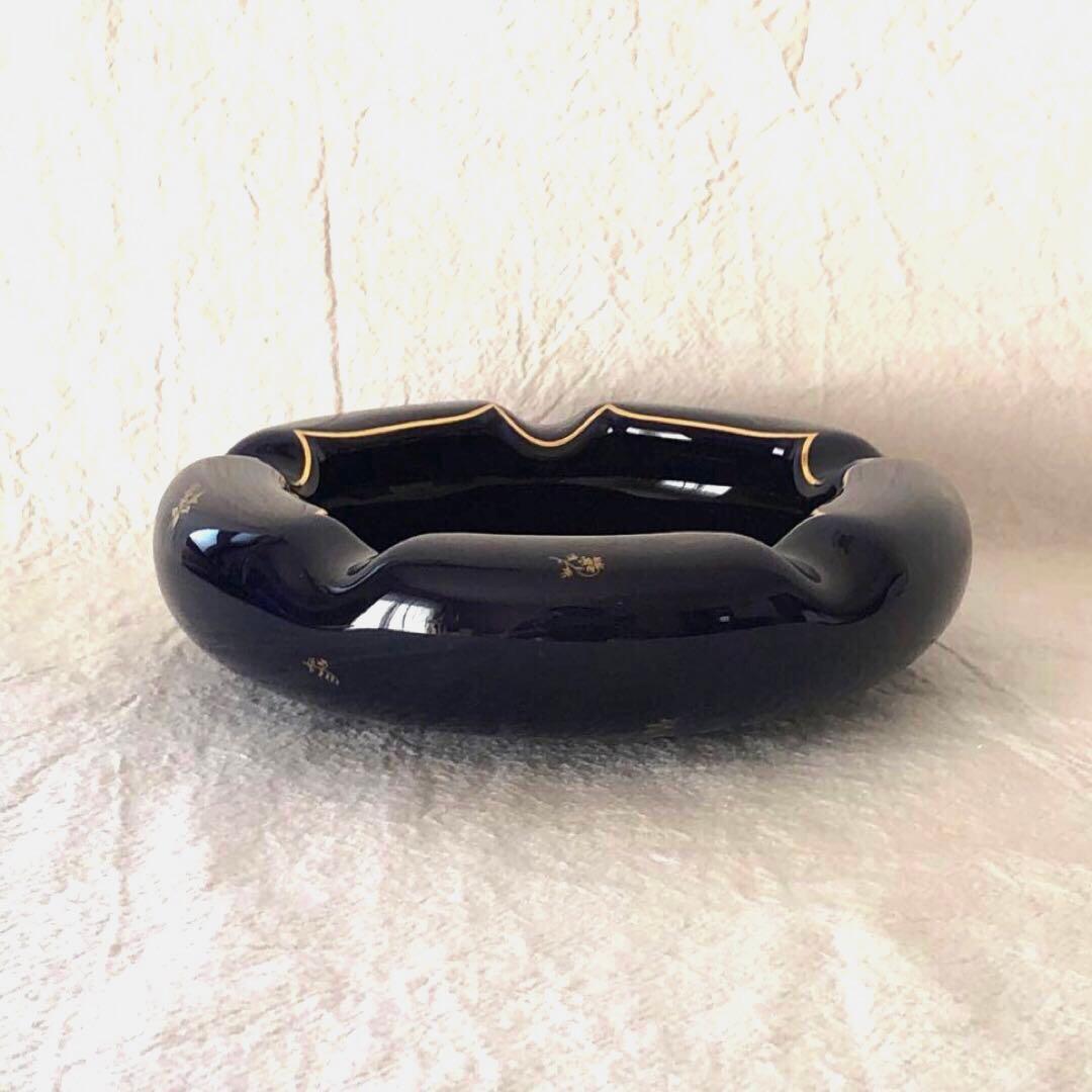 SEVRESセーブル灰皿☆ファットブルー☆24K金彩小花☆仏ヴィンテージ未使用