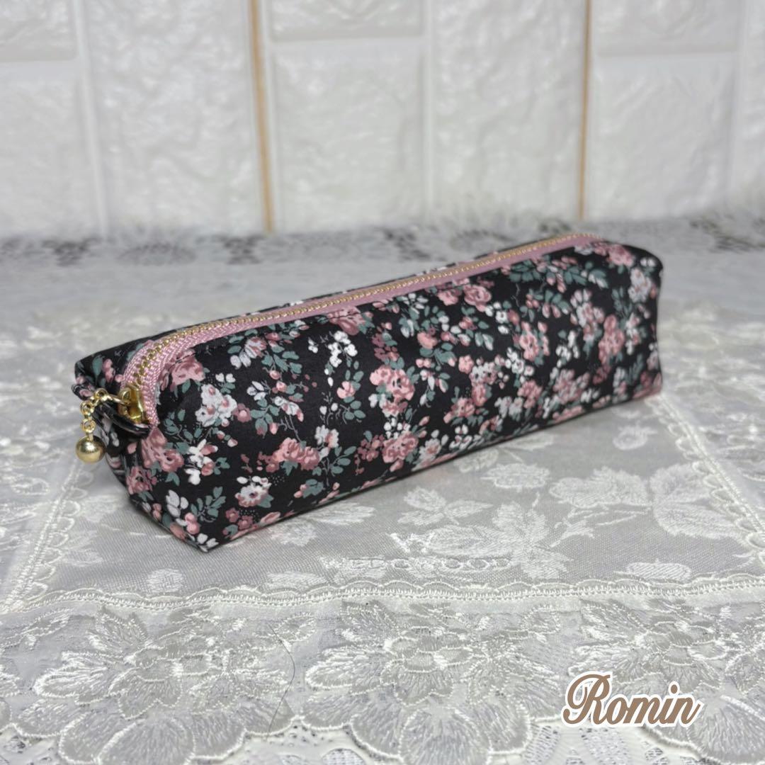 ミニペンケース　リバティムーンモス　ヴィンテージブラック　ハンドメイド