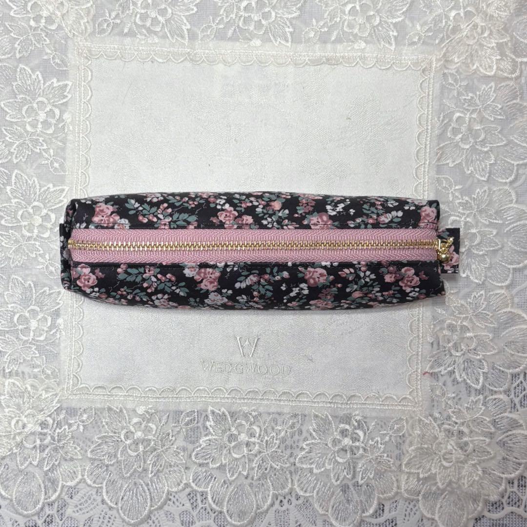 ミニペンケース　リバティムーンモス　ヴィンテージブラック　ハンドメイド