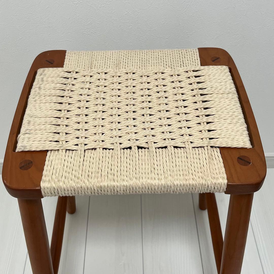 木製 椅子 チェア スツール ベージュ 編み座 木の椅子 レトロ レトロ椅子