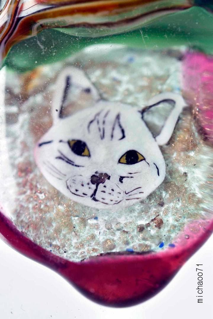 インコ　猫　とんぼ玉 トンボ玉 蜻蛉玉 ペンダントトップ 13464-491