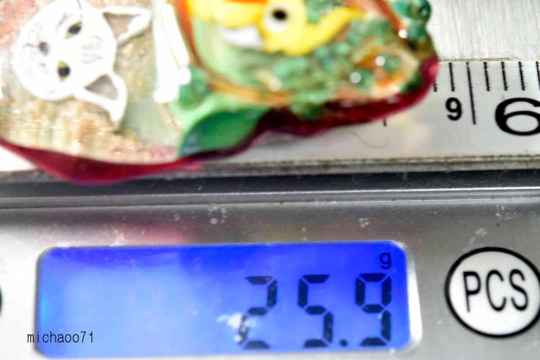 インコ　猫　とんぼ玉 トンボ玉 蜻蛉玉 ペンダントトップ 13464-491