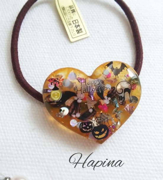 イベントデザイン ハロウィンハートレジンヘアゴム