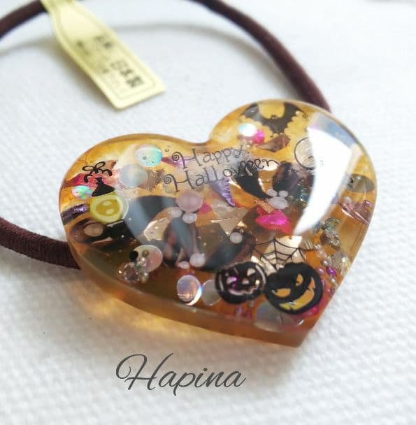 イベントデザイン ハロウィンハートレジンヘアゴム