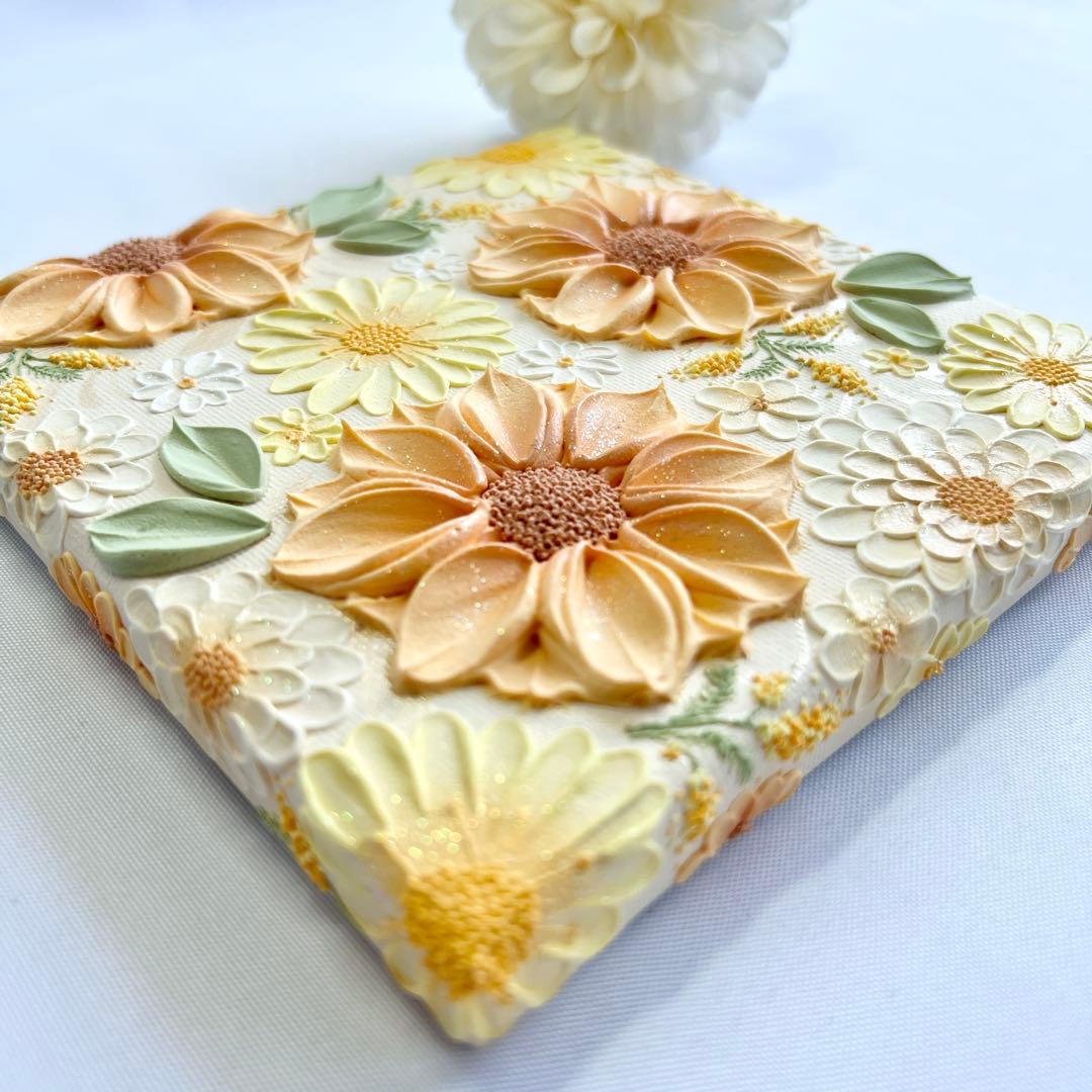 melia テクスチャーアート 絵画 インテリアアート 花 立体 絵 ボタニカル