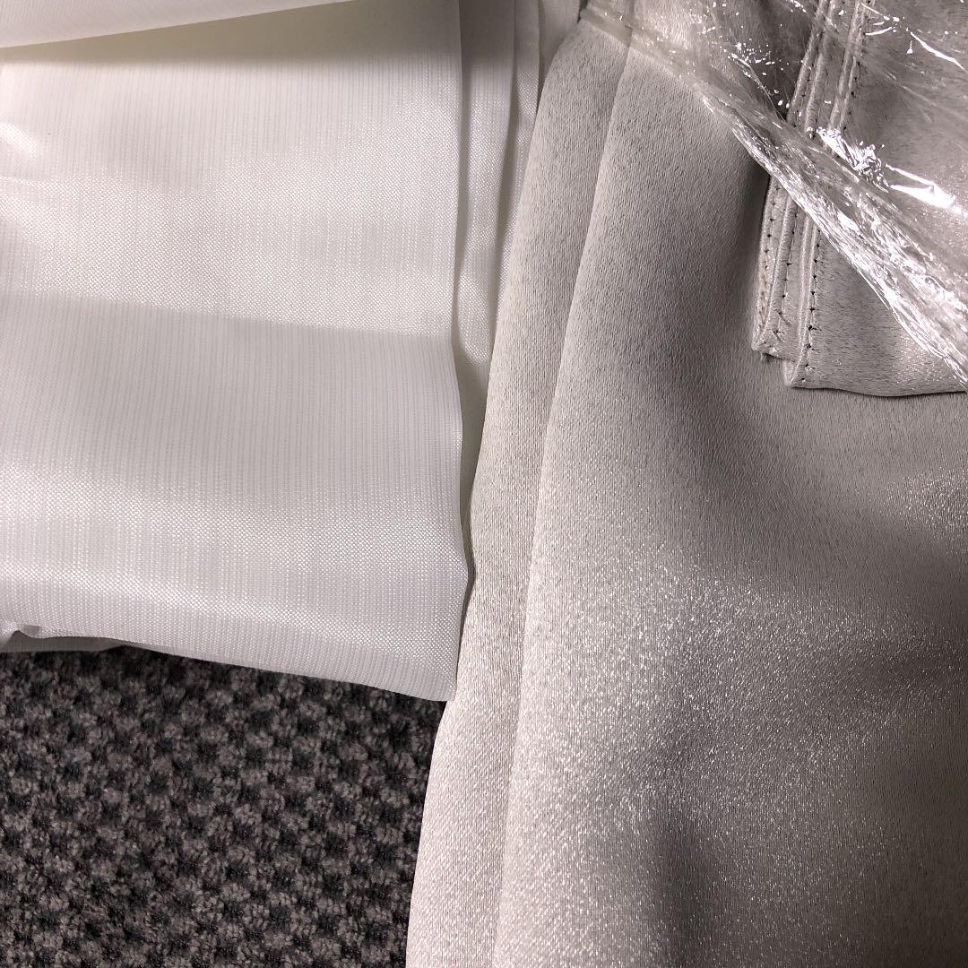 カーテン　レース付き　シャンパンシルバー　幅150×丈100cm×4枚セット