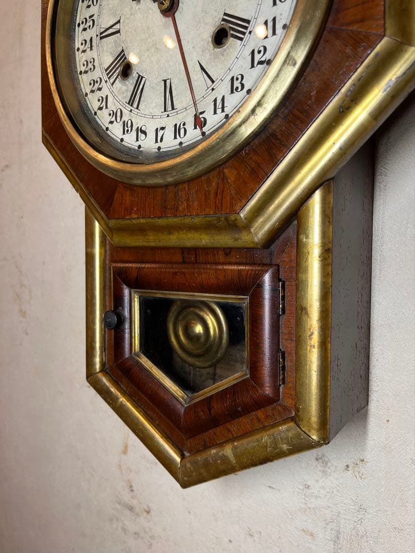 ウェルチ 米　カレンダー付　柱時計　古時計　振り子　レトロ　ゼンマイ　精工舎