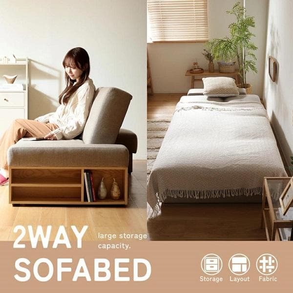 2WAY 収納できるソファベッド 2人掛け ローソファー np-fc-3345