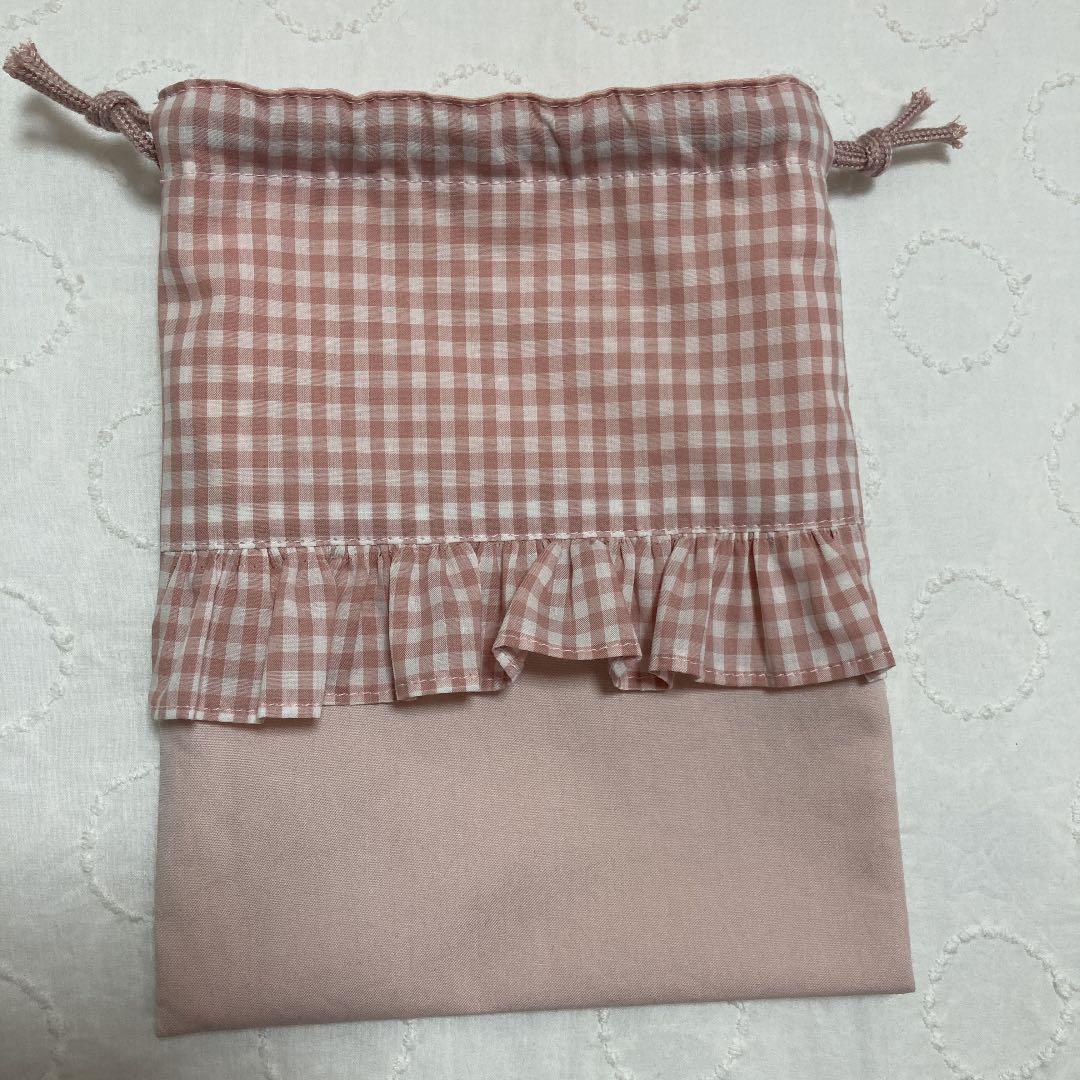 ギンガムチェック　フリルコップ入れ　ランチョンマット　ハンドメイド