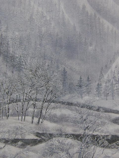 山岸俊治、【雪晨流水】、希少な額装用画集より、新品額装付