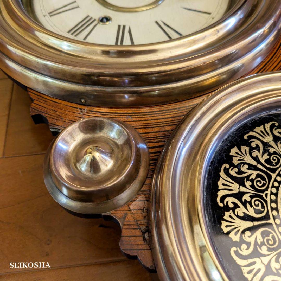 アンティーク掛時計　古時計　精工舎　四つ丸　振り子時計