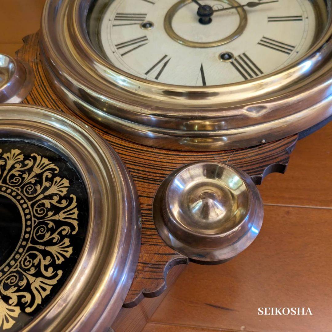 アンティーク掛時計　古時計　精工舎　四つ丸　振り子時計