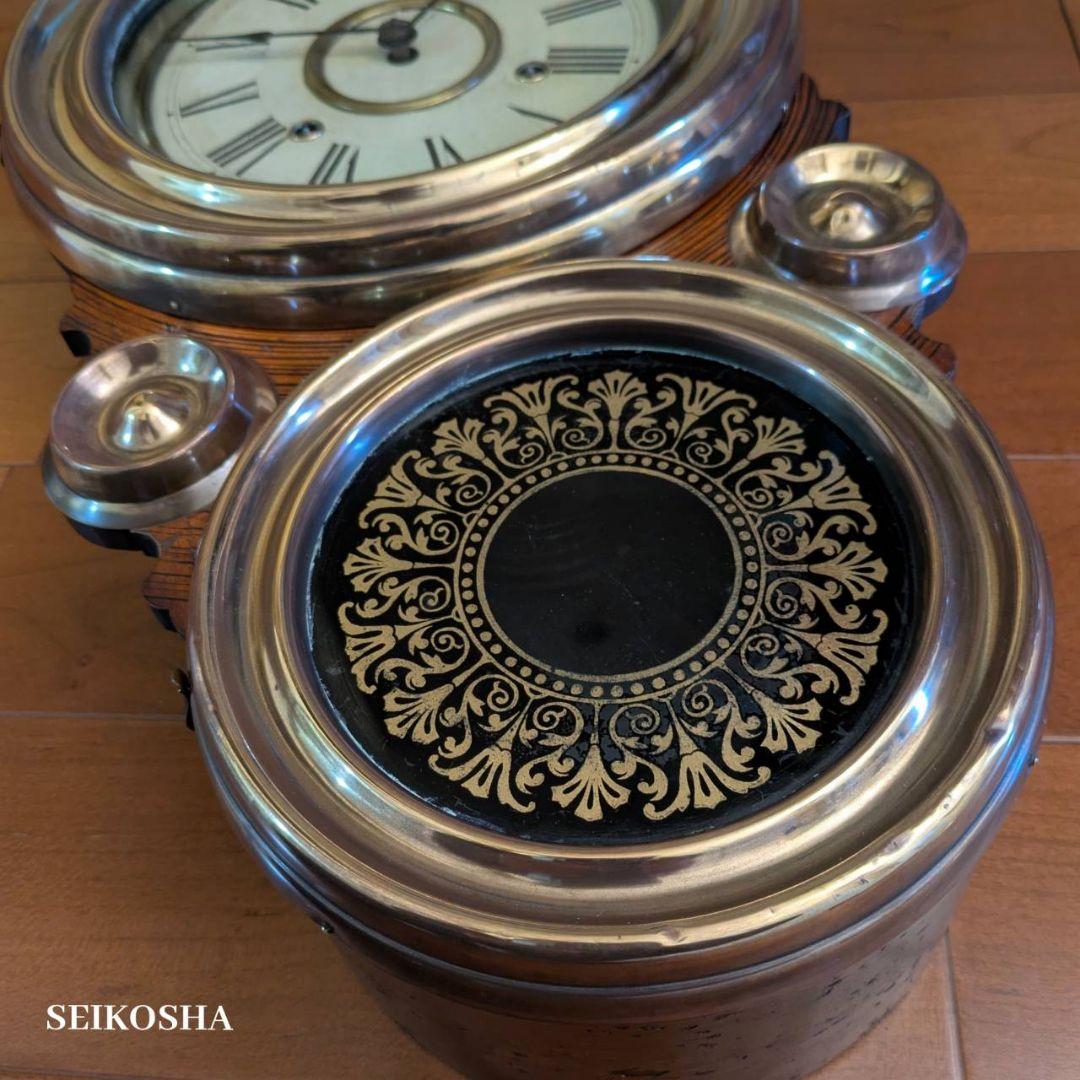 アンティーク掛時計　古時計　精工舎　四つ丸　振り子時計