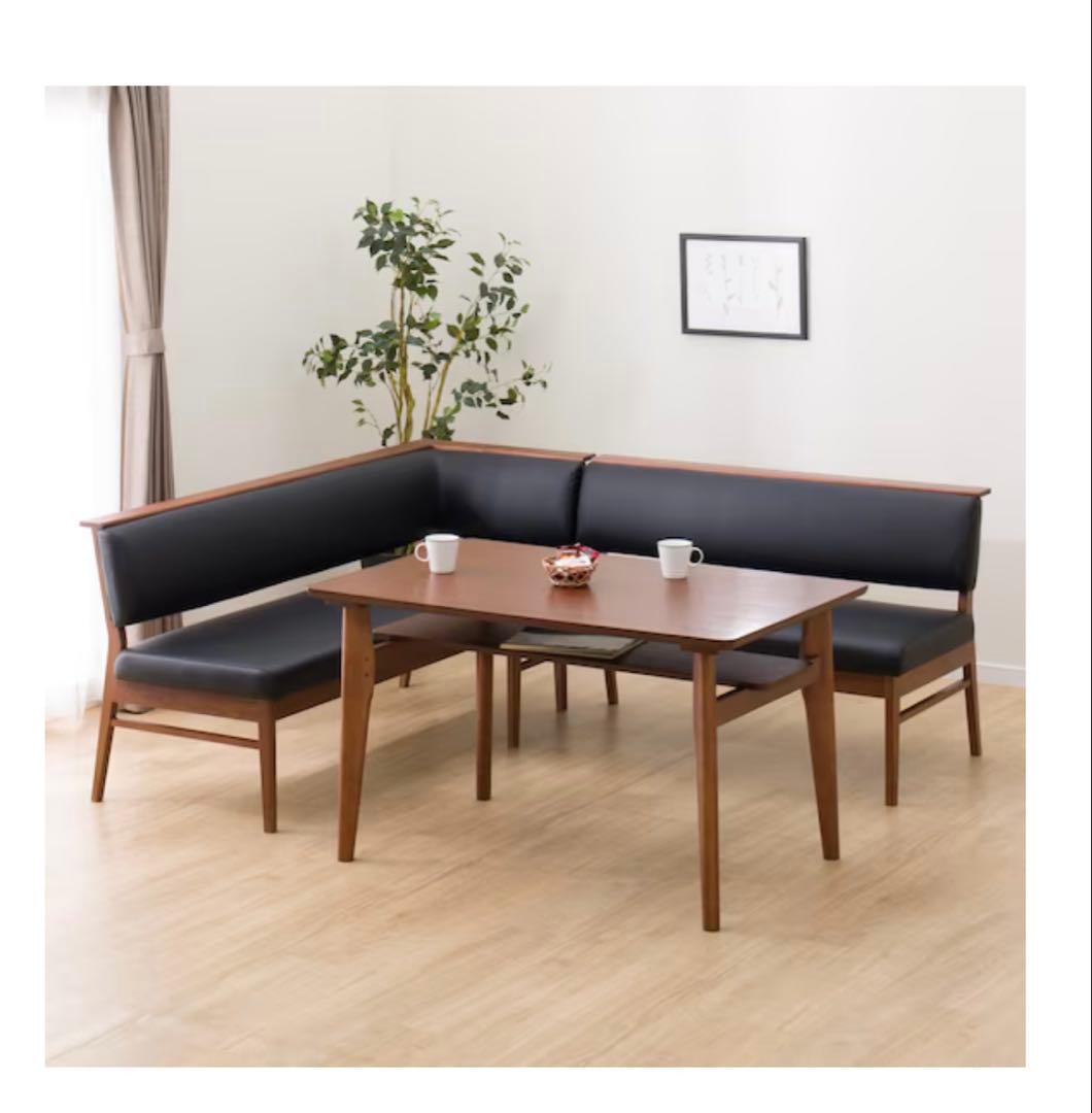 ソファー　カウチソファー　黒 合成皮革ソファ 165cm直接引取ダイニングソファ