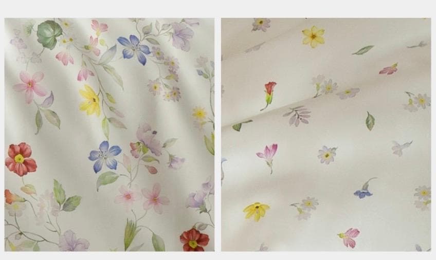 オーダーメイド エジプト超長綿 600TC 小花柄 ボタニカル 白 綿100