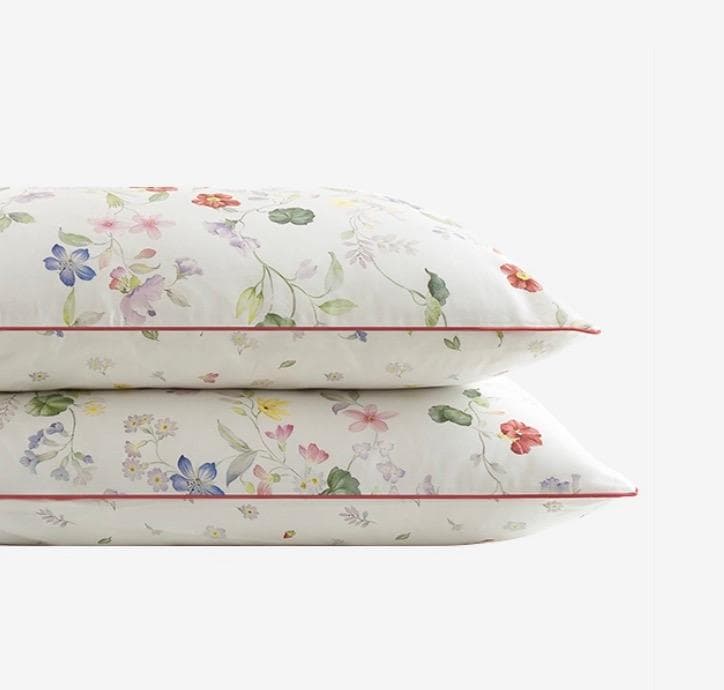 オーダーメイド エジプト超長綿 600TC 小花柄 ボタニカル 白 綿100