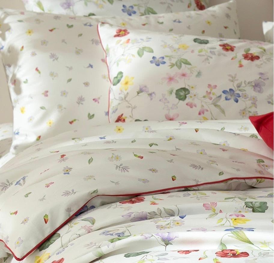 オーダーメイド エジプト超長綿 600TC 小花柄 ボタニカル 白 綿100