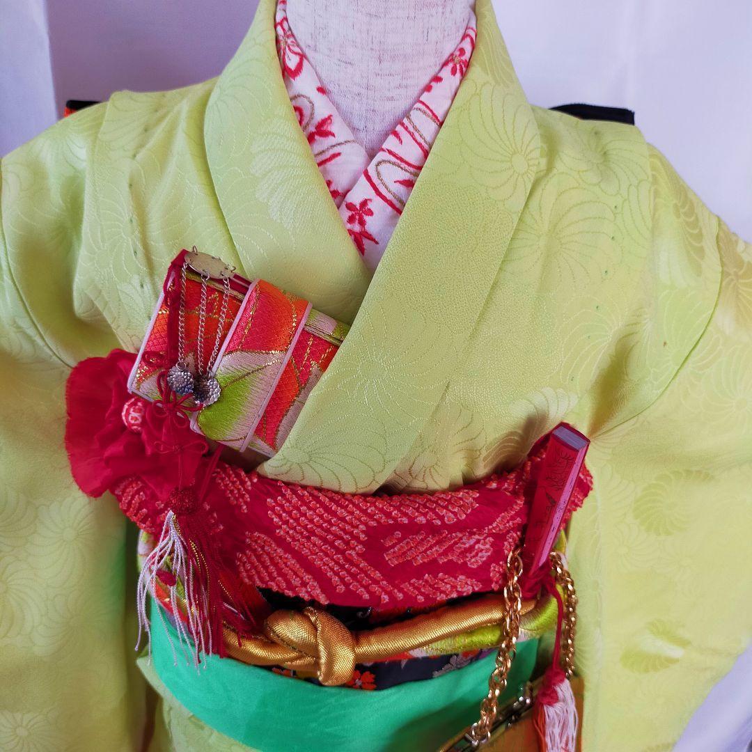 七五三 7歳 正絹　セット 081505　桐　桔梗　紅葉　青海波　金駒刺繍