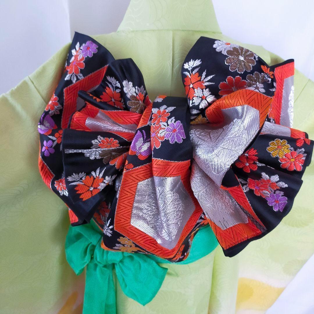 七五三 7歳 正絹　セット 081505　桐　桔梗　紅葉　青海波　金駒刺繍