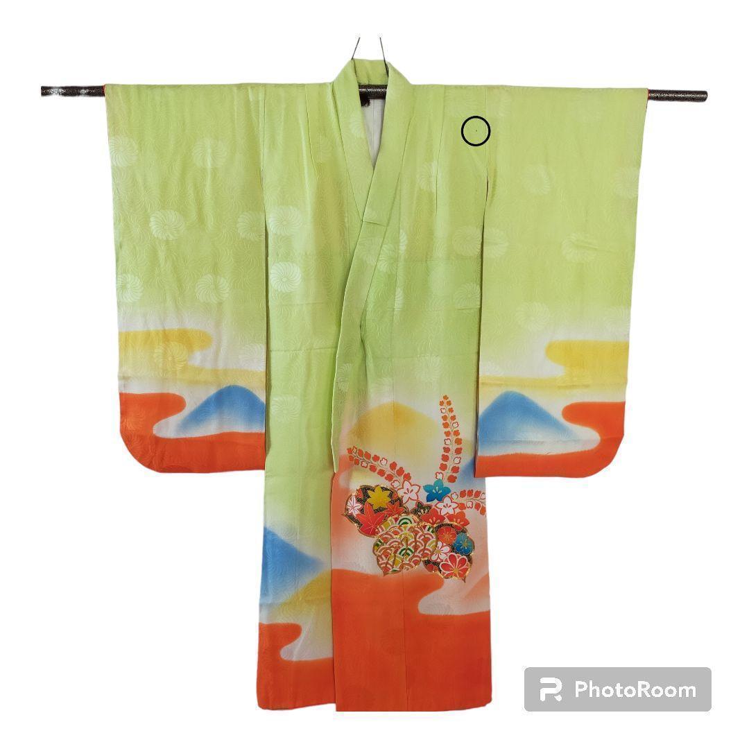 七五三 7歳 正絹　セット 081505　桐　桔梗　紅葉　青海波　金駒刺繍