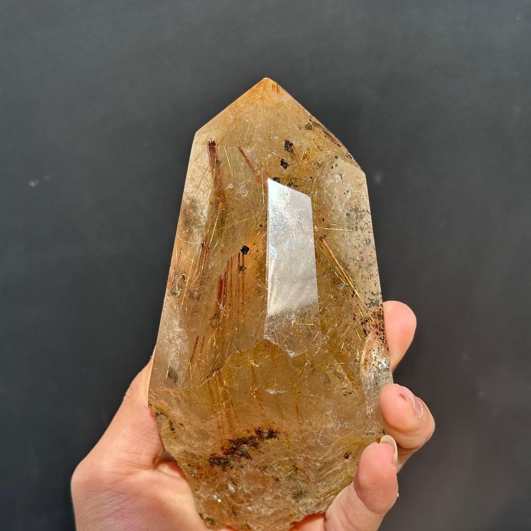 天然石ルチルクォーツのポイント 置物G.63